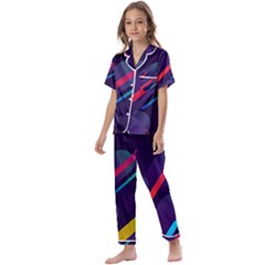 Colorful Abstract Background Kids  Satin Short Sleeve Pajamas Set