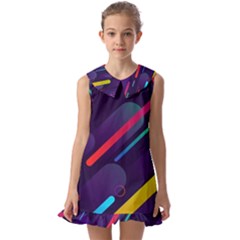 Colorful Abstract Background Kids  Pilgrim Collar Ruffle Hem Dress by Ravend