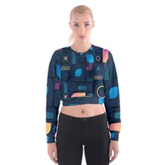 Gradient Geometric Shapes Dark Background Cropped Sweatshirt