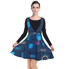 Gradient Geometric Shapes Dark Background Plunge Pinafore Dress by Ravend