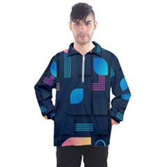 Gradient Geometric Shapes Dark Background Men s Half Zip Pullover