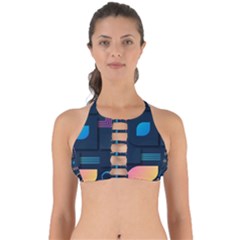 Gradient Geometric Shapes Dark Background Perfectly Cut Out Bikini Top by Ravend