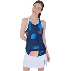 Gradient Geometric Shapes Dark Background Racer Back Mesh Tank Top by Ravend