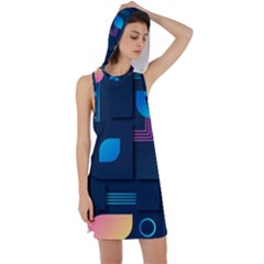 Gradient Geometric Shapes Dark Background Racer Back Hoodie Dress by Ravend