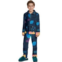 Gradient Geometric Shapes Dark Background Kids  Long Sleeve Velvet Pajamas Set