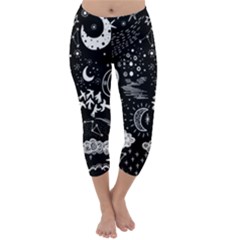 Vector Set Sketch Drawn With Space Capri Winter Leggings 