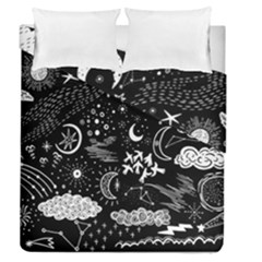 Vector Set Sketch Drawn With Space Duvet Cover Double Side (queen Size)