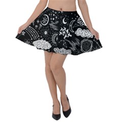 Vector Set Sketch Drawn With Space Velvet Skater Skirt