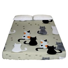 Cute Cat Seamless Pattern Fitted Sheet (queen Size) by Ravend