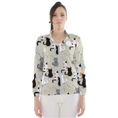 Cute Cat Seamless Pattern Women s Windbreaker