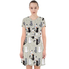 Cute Cat Seamless Pattern Adorable In Chiffon Dress by Ravend