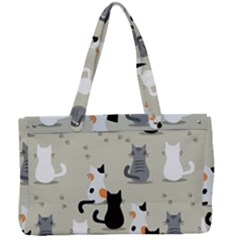 Cute Cat Seamless Pattern Canvas Work Bag by Ravend