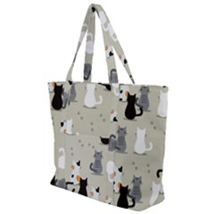 Cute Cat Seamless Pattern Zip Up Canvas Bag by Ravend