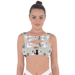 Cute Cat Seamless Pattern Bandaged Up Bikini Top by Ravend