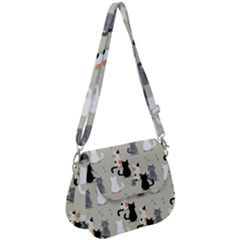 Cute Cat Seamless Pattern Saddle Handbag