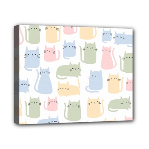 Cute Cat Colorful Cartoon Doodle Seamless Pattern Canvas 10  X 8  (stretched) by Ravend