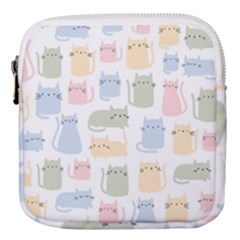 Cute Cat Colorful Cartoon Doodle Seamless Pattern Mini Square Pouch by Ravend