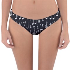 Chalk Music Notes Signs Seamless Pattern Reversible Hipster Bikini Bottoms by Ravend