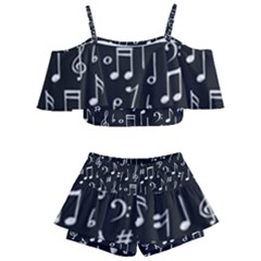 Chalk Music Notes Signs Seamless Pattern Kids  Off Shoulder Skirt Bikini by Ravend