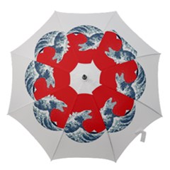 The Great Wave Of Kaiju Hook Handle Umbrellas (medium) by Cendanart