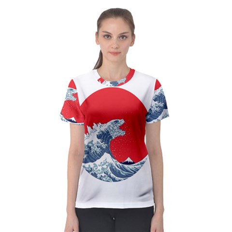 The Great Wave Of Kaiju Women s Sport Mesh T-shirt by Cendanart