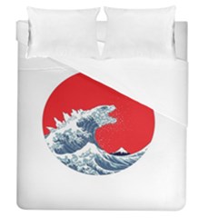 The Great Wave Of Kaiju Duvet Cover (queen Size) by Cendanart