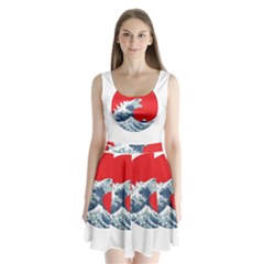 The Great Wave Of Kaiju Split Back Mini Dress  by Cendanart