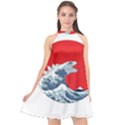 The Great Wave Of Kaiju Halter Neckline Chiffon Dress  View1