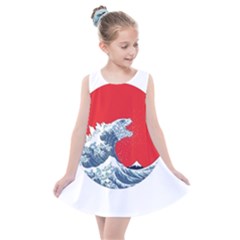 The Great Wave Of Kaiju Kids  Summer Dress by Cendanart