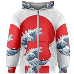 The Great Wave Of Kaiju Kids  Zipper Hoodie Without Drawstring by Cendanart