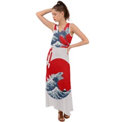 The Great Wave Of Kaiju V-neck Chiffon Maxi Dress by Cendanart