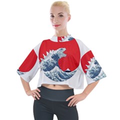 The Great Wave Of Kaiju Mock Neck T-shirt by Cendanart