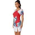 The Great Wave Of Kaiju Fitted Knot Split End Bodycon Dress View2