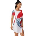 The Great Wave Of Kaiju Fitted Knot Split End Bodycon Dress View3