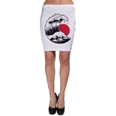 Japanese Sun & Wave Bodycon Skirt by Cendanart