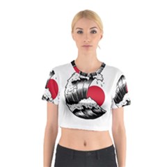 Japanese Sun & Wave Cotton Crop Top by Cendanart