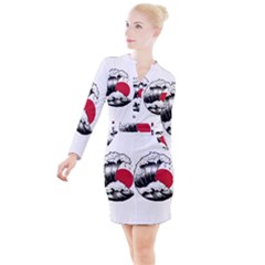 Japanese Sun & Wave Button Long Sleeve Dress by Cendanart