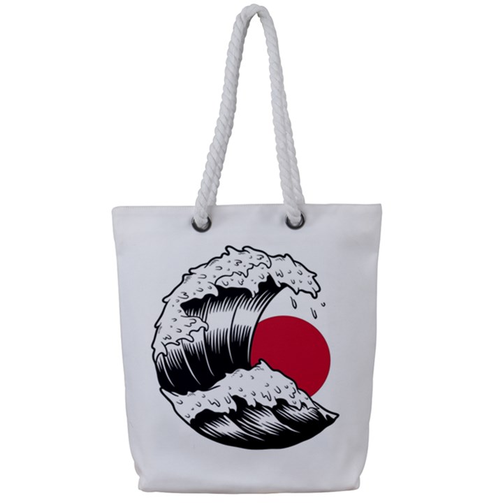 Japanese Sun & Wave Full Print Rope Handle Tote (Small)