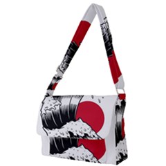 Japanese Sun & Wave Full Print Messenger Bag (s) by Cendanart