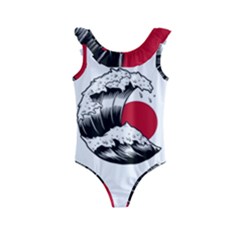 Japanese Sun & Wave Kids  Frill Swimsuit by Cendanart