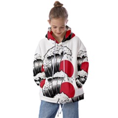 Japanese Sun & Wave Kids  Oversized Hoodie by Cendanart