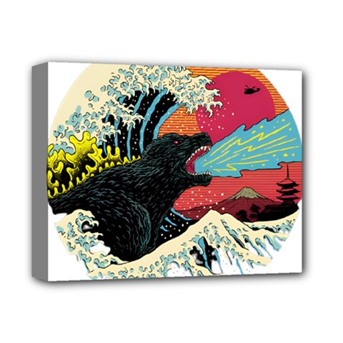 Retro Wave Kaiju Godzilla Japanese Pop Art Style Deluxe Canvas 14  X 11  (stretched) by Cendanart