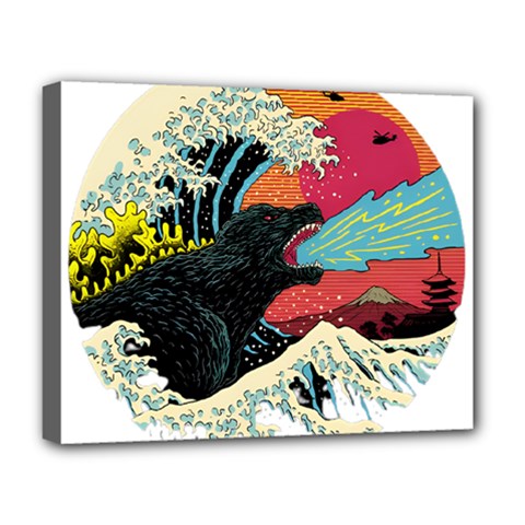 Retro Wave Kaiju Godzilla Japanese Pop Art Style Deluxe Canvas 20  X 16  (stretched) by Cendanart