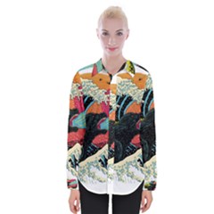 Retro Wave Kaiju Godzilla Japanese Pop Art Style Womens Long Sleeve Shirt