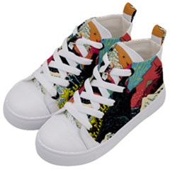 Retro Wave Kaiju Godzilla Japanese Pop Art Style Kids  Mid-top Canvas Sneakers by Cendanart