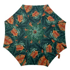 Green Tropical Leaves Hook Handle Umbrellas (medium) by Jack14