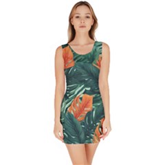 Green Tropical Leaves Bodycon Dress by Jack14