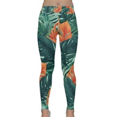 Green Tropical Leaves Classic Yoga Leggings by Jack14