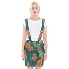 Green Tropical Leaves Braces Suspender Skirt