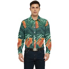 Green Tropical Leaves Men s Long Sleeve  Shirt